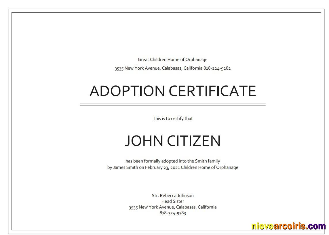 USA Adoption Certificate